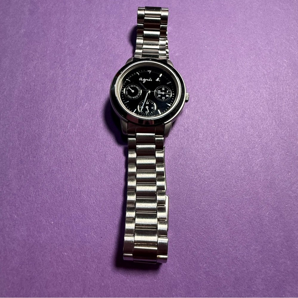 Agnes B. Black Dial Silver Smartwatch